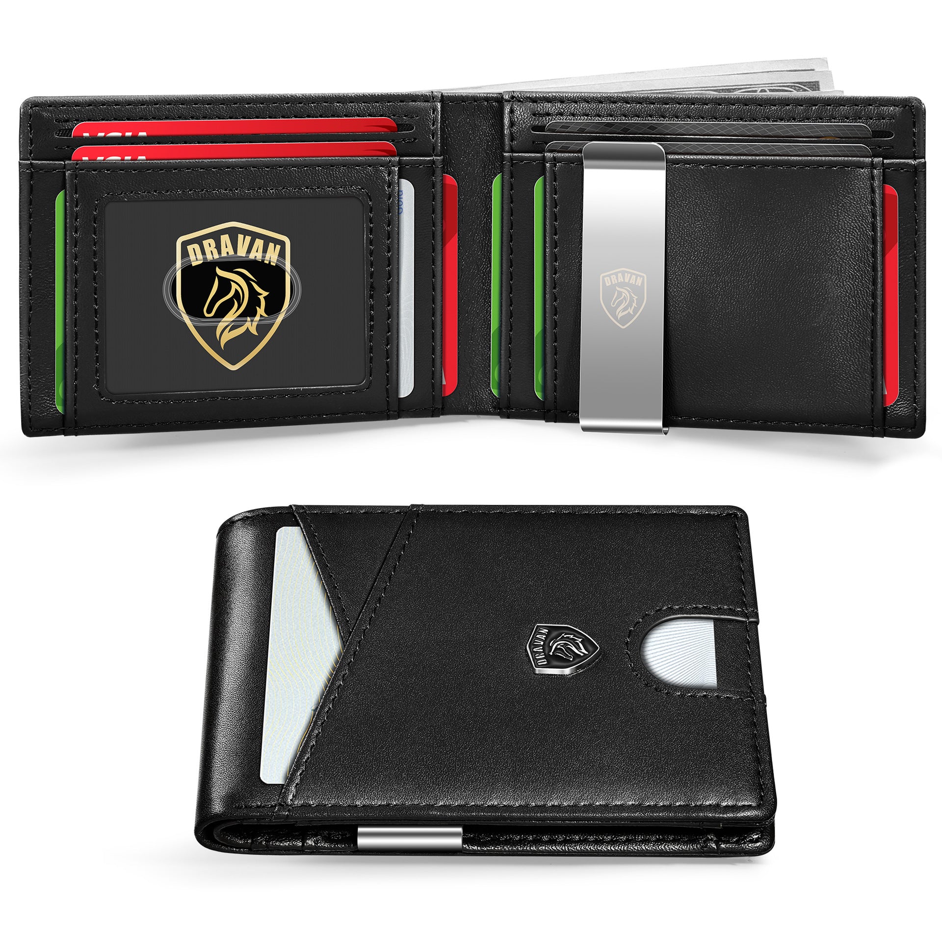 Card Holder Portable Carbon Fiber Coin Purse Men's Leather Bag