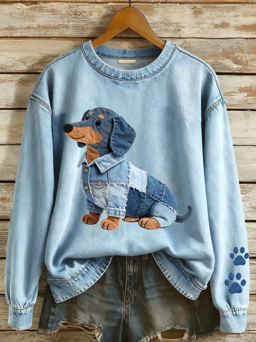 Womens Printed Saint-Like Sweater With A Crew Neck