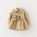 New Children's Jacket Girls Solid Color Mid Length Windbreaker Jacket