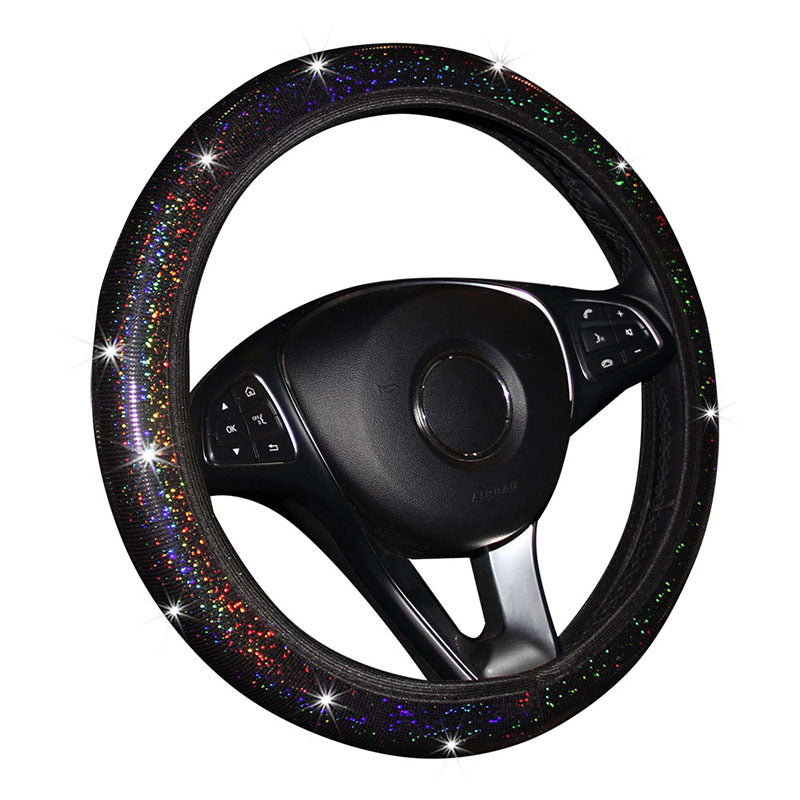 Elastic Band Type Elastic Car Steering Wheel Cover Without Inner Ring Colorful Glitter Sequin Car Grip Cover