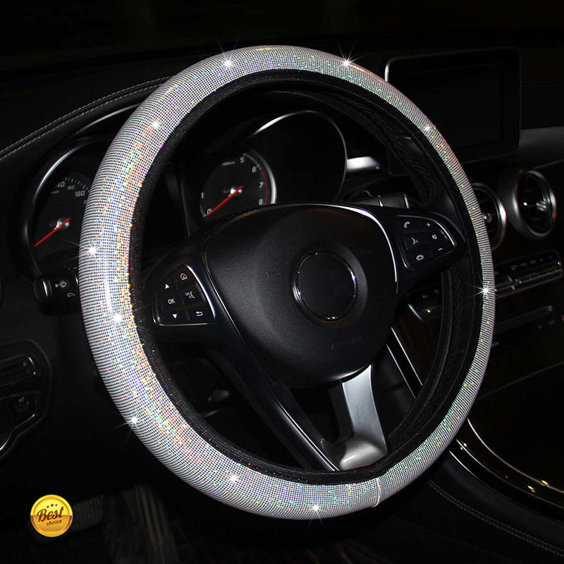 Elastic Band Type Elastic Car Steering Wheel Cover Without Inner Ring Colorful Glitter Sequin Car Grip Cover
