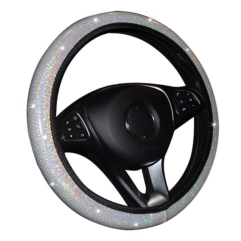 Elastic Band Type Elastic Car Steering Wheel Cover Without Inner Ring Colorful Glitter Sequin Car Grip Cover