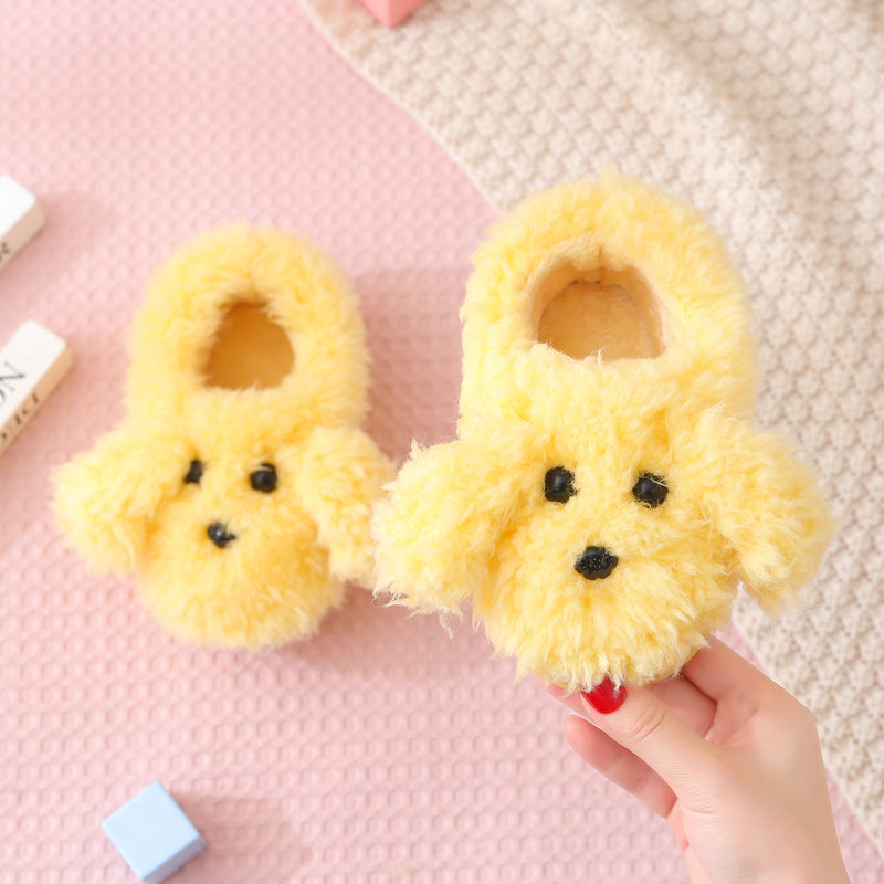 Children'S Cotton Slippers  Girls' Indoor Home Shoes  Cute Teddy Dog Fur Slippers  Children'S Baby Slippers