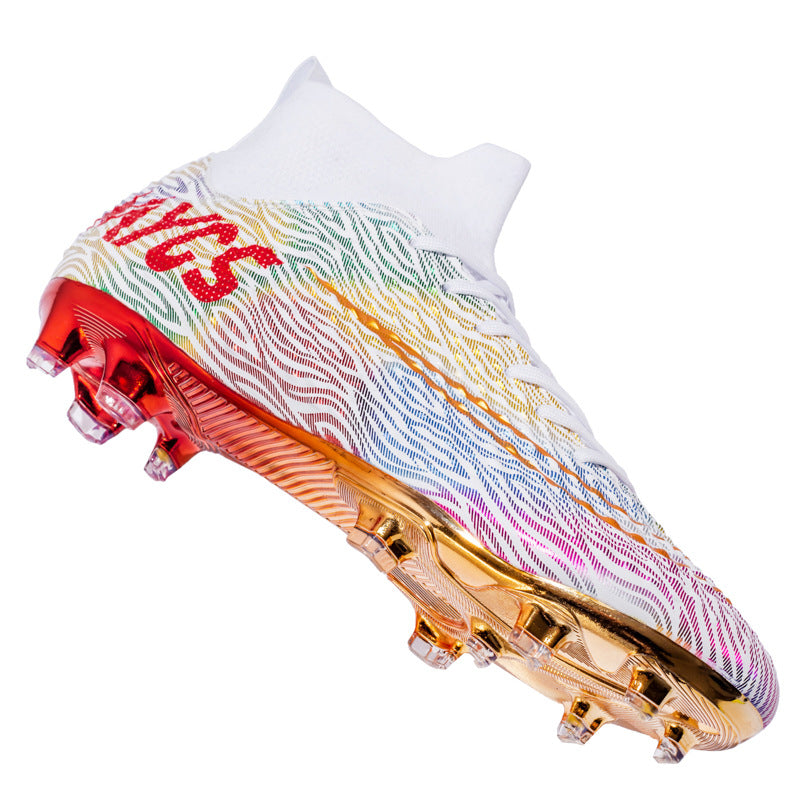 Men's Outdoor Training Gold-plated Bottom High-top Soccer Shoes