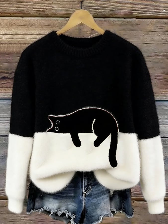 Womens Christmas Pullover Fleece Long-Sleeve Sweater