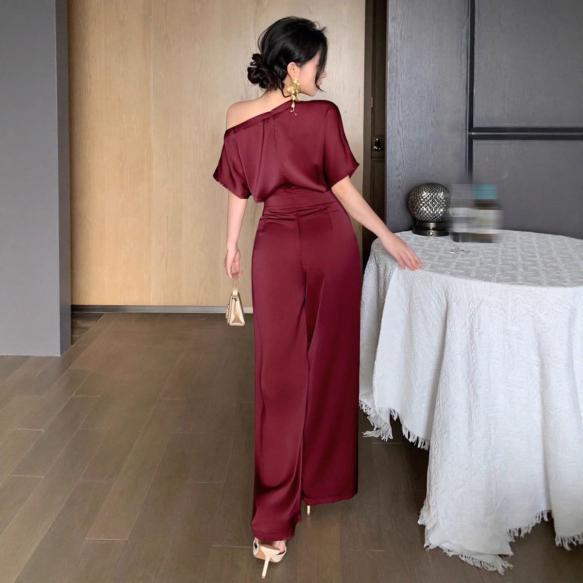 New AutumnWinter Jumpsuit For Women Elegant Asymmetrical Formal Dress