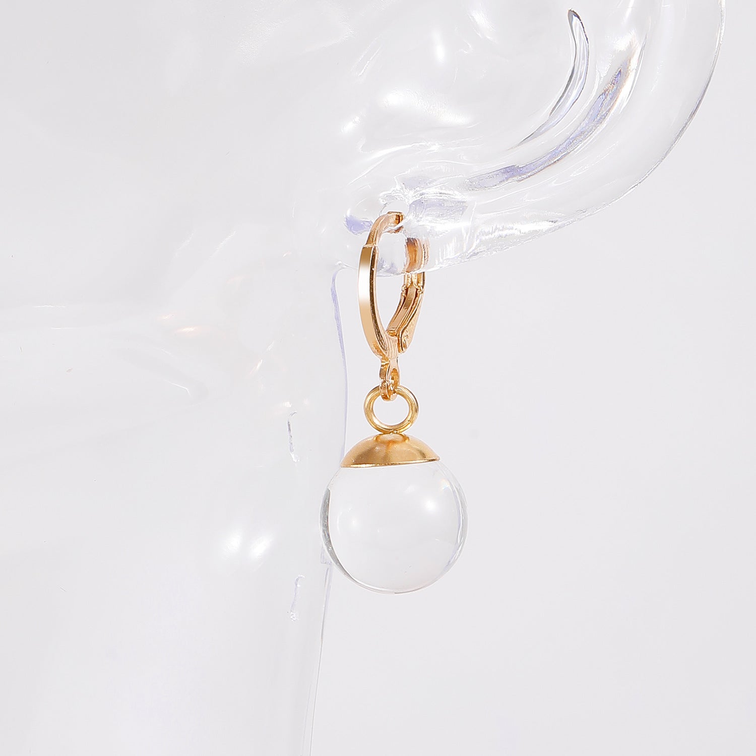 Simple Transparent Glass Spherical Earrings Fashionable