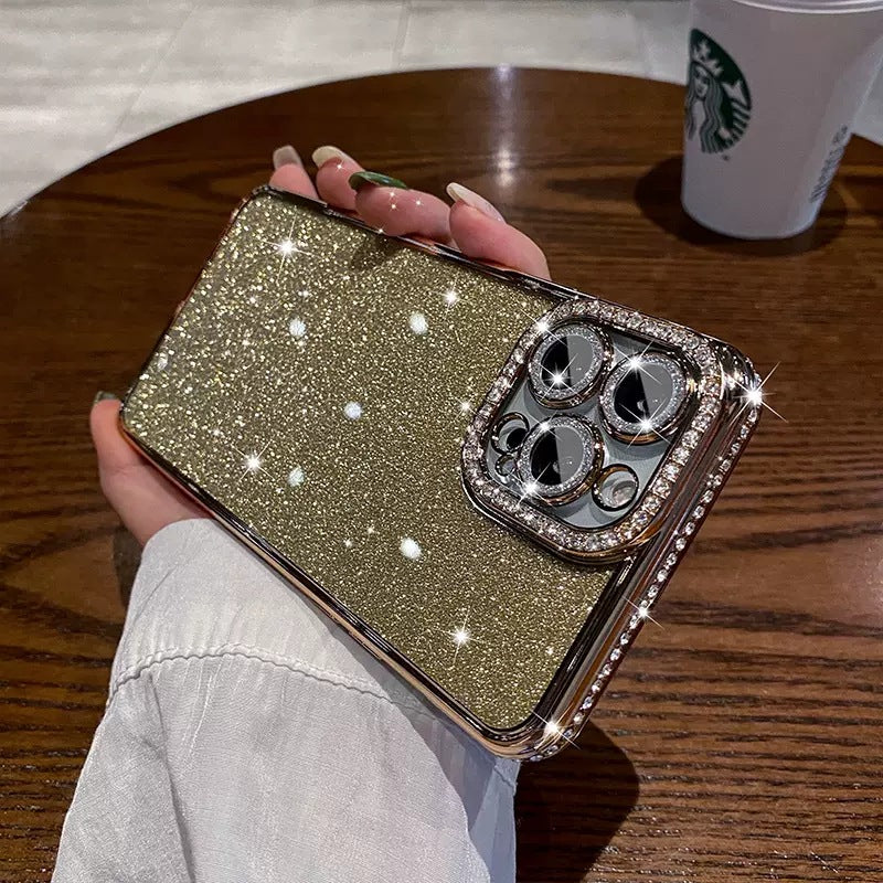 Electroplated Rhindiamond-flash Powder Lens Film Mobile Phone Case