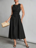 Niche Pleated Waist-cinching Figure-flattering A-line Maxi Dress