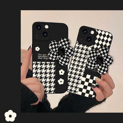 Black And White Grid Soft Silicone Phone Case