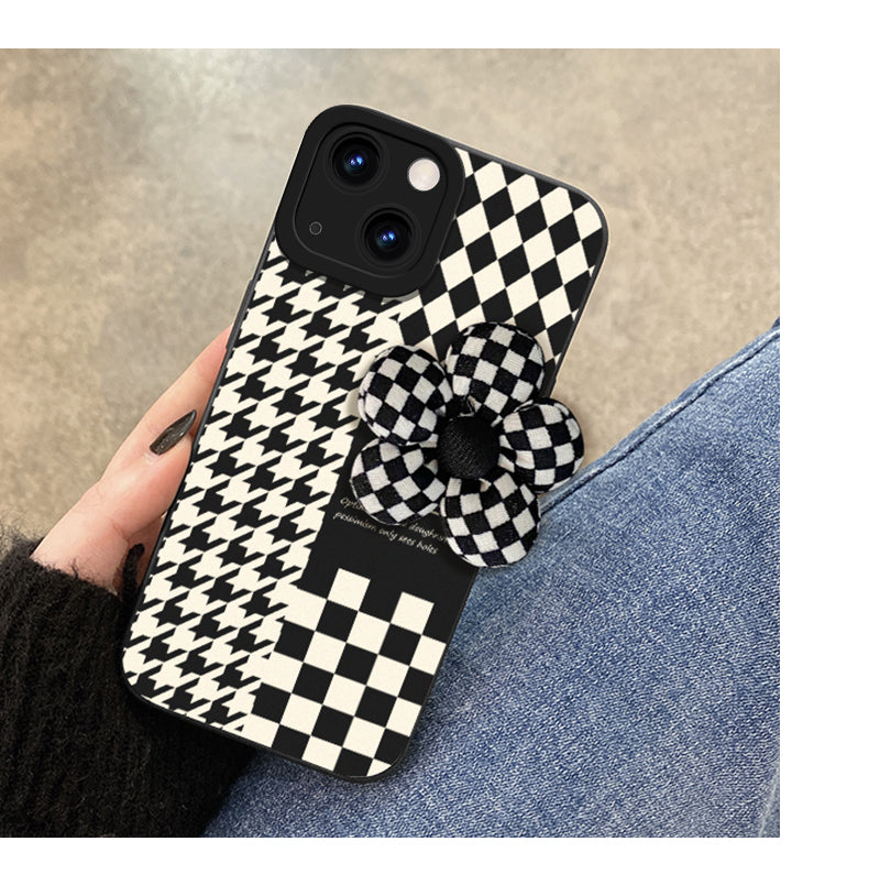 Black And White Grid Soft Silicone Phone Case