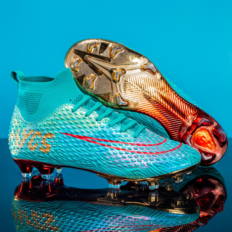 Men's Outdoor Training Gold-plated Bottom High-top Soccer Shoes