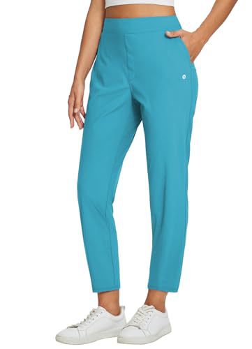 Womens Stretchy Waistband Casual Pants With Zippered Pockets
