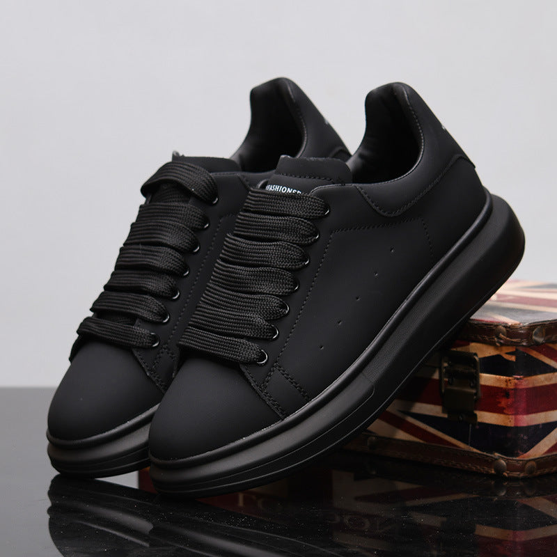 Mens Spring Leather White Shoes In Korean Style