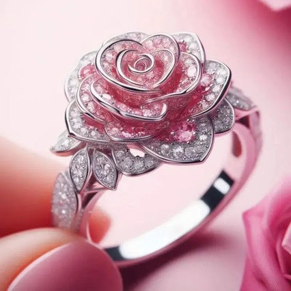 Fashionable Flower Ultra-Shimmering Full-Diamond Ring