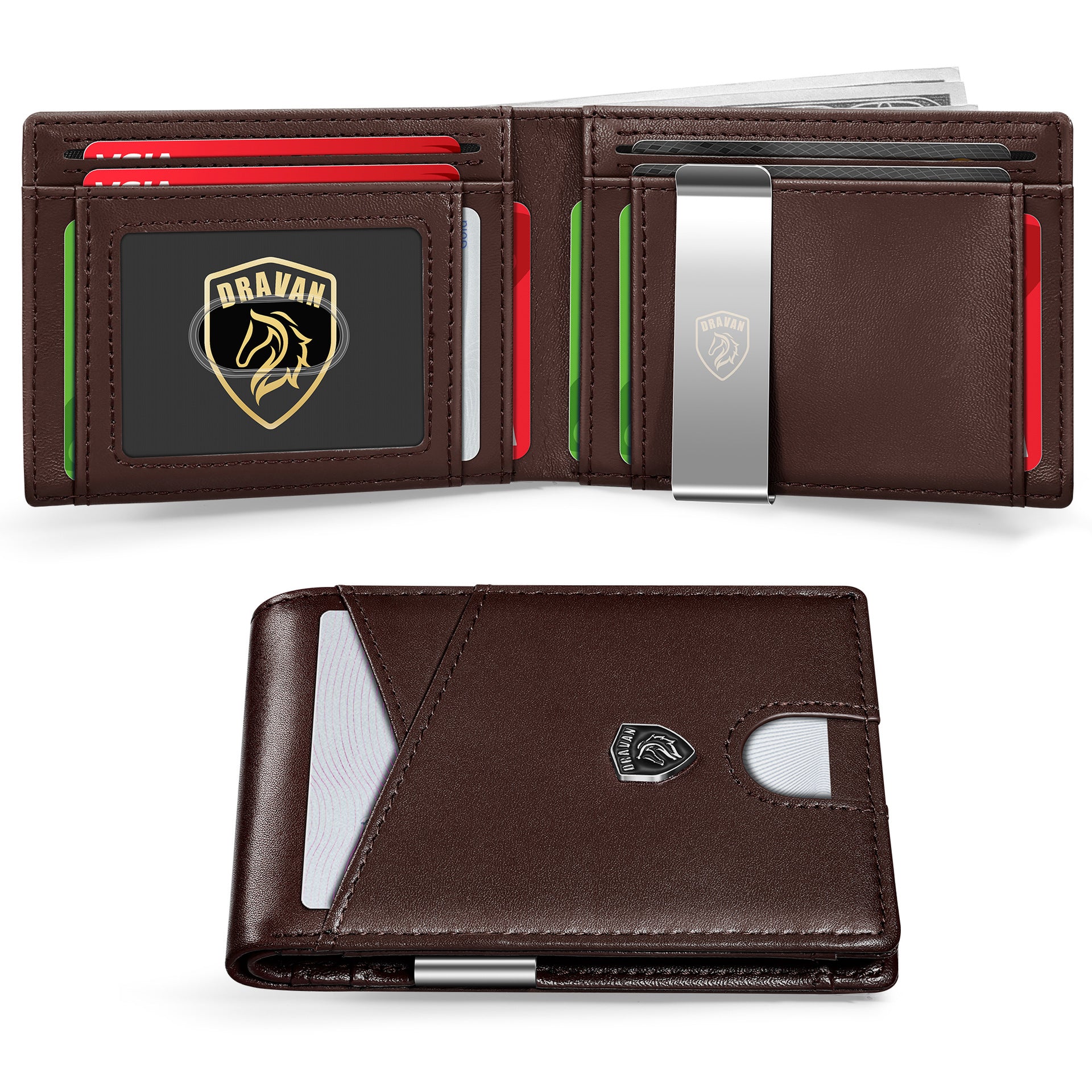 Card Holder Portable Carbon Fiber Coin Purse Men's Leather Bag