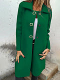 Women's Solid-color Mid-length Wool Coat With A Single-breasted Design
