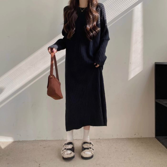 Springautumn Relaxed-style Long-sleeve Dress For Women