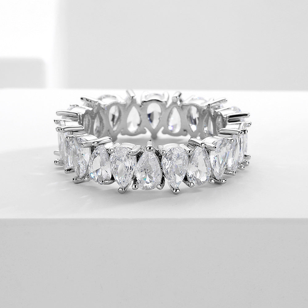 Women's Niche Micro-Set Waterdrop Zircon Ring