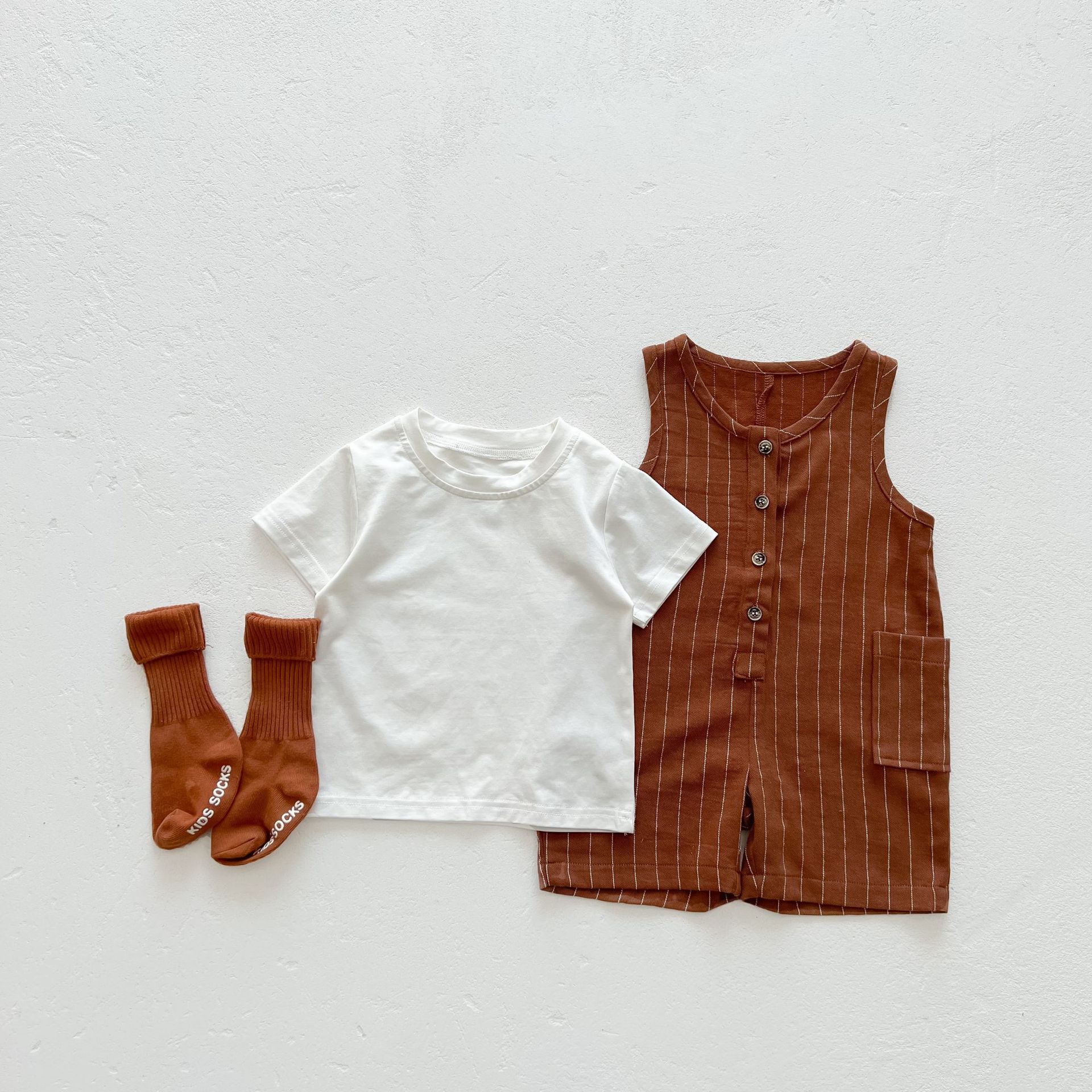 Short Sleeve Jacket Two-piece Baby Bib Suit