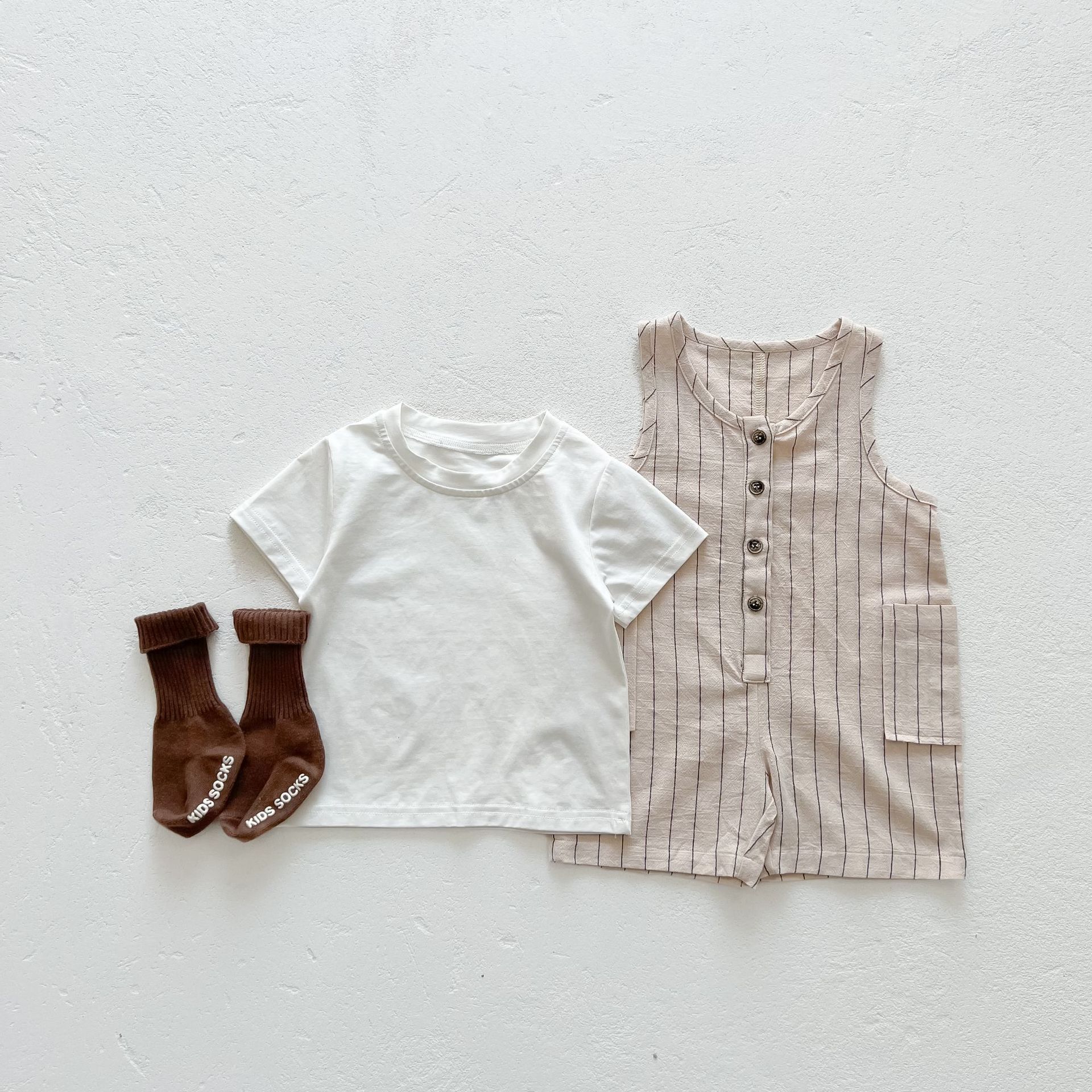 Short Sleeve Jacket Two-piece Baby Bib Suit