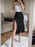 Satin And Velvet Multi-button Womens Skirt