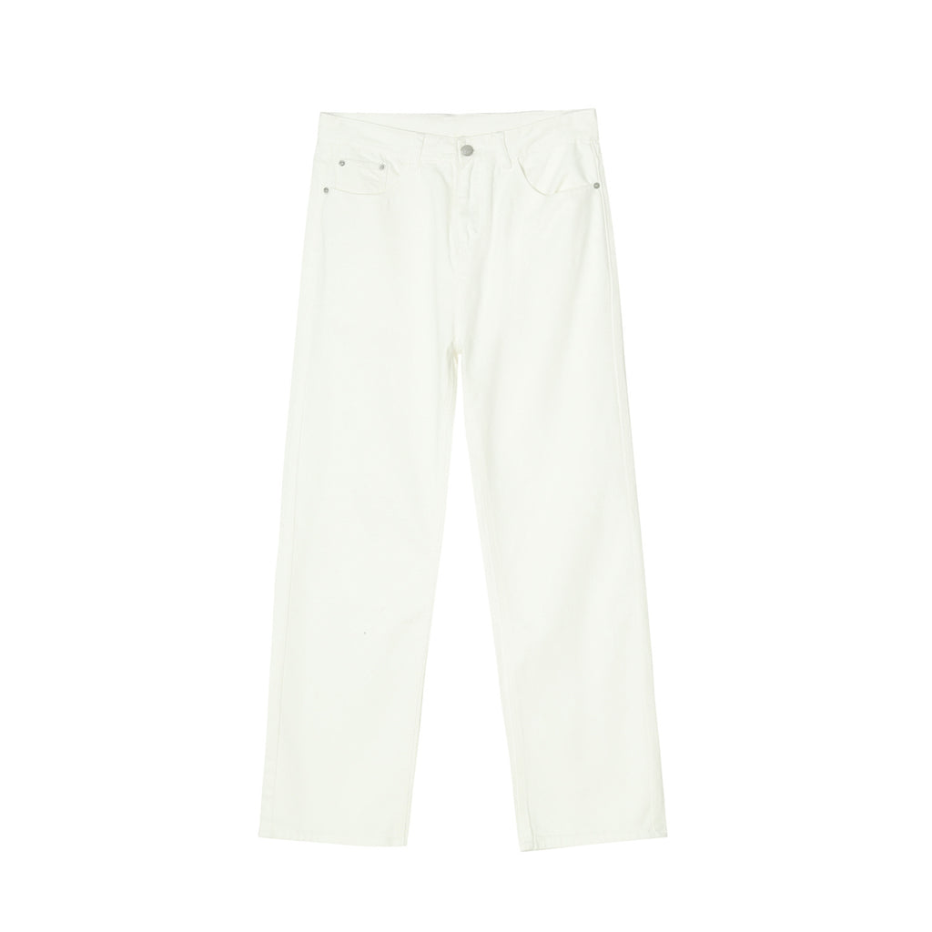 Black And White Basic Simple Jeans Men's Slim Trousers