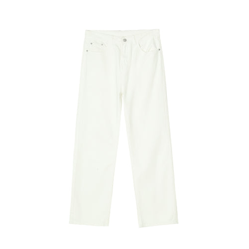 Black And White Basic Simple Jeans Men's Slim Trousers