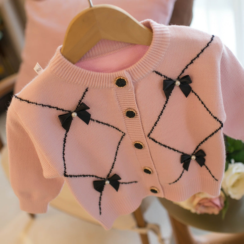 Children's Sweater Bow Knot Girls' Cardigan