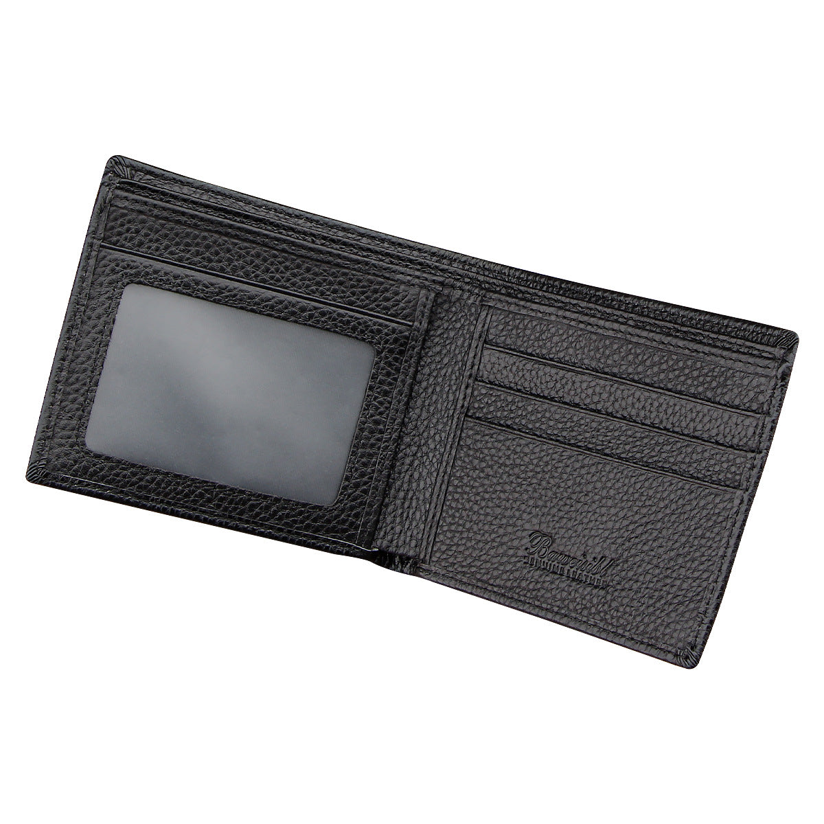 Black Men's Genuine Leather Wallet Cowhide Short Bifold