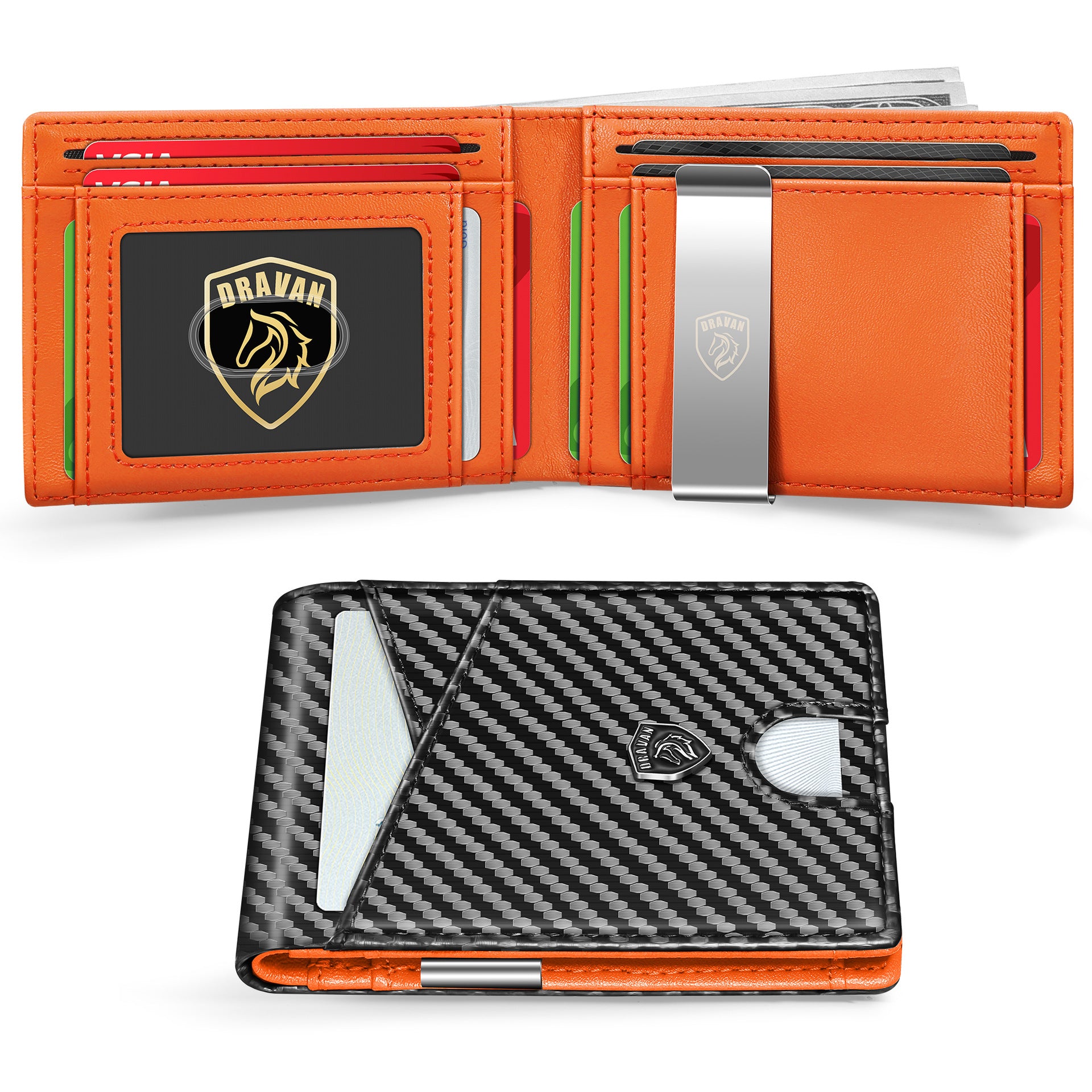 Card Holder Portable Carbon Fiber Coin Purse Men's Leather Bag